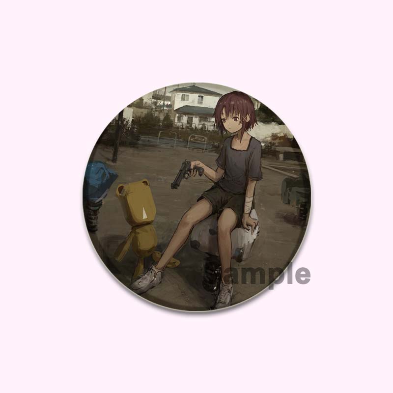 Anime Serial Experiments Lain 32/44/58mm Simple Button Pin Snap In Design Cartoon Brooches Daily Stylish Ornament Handmade Badge