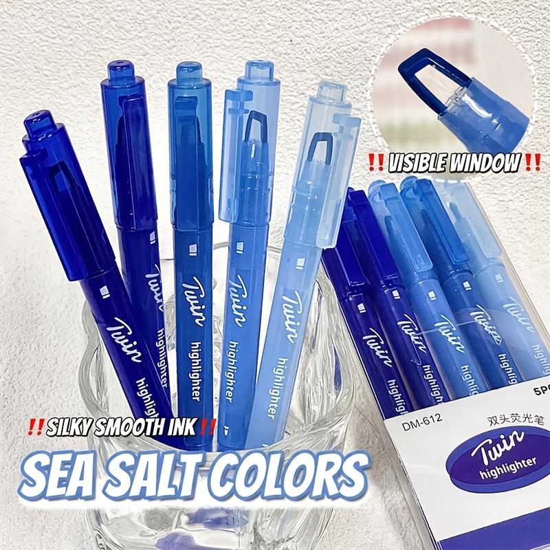 5-Pack Dual-Tip Highlighters with Viewing Window, Suitable for Eye-Friendly Colored Highlighters, Fluorescent Markers, Marking Pens, Highlighting Pens