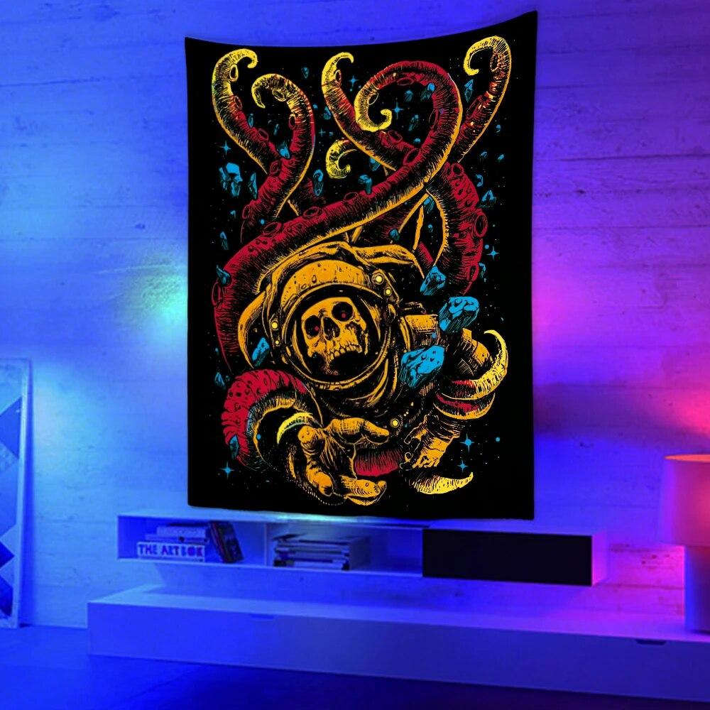 

Черный свет гобелен УФ-реактивный психоделический Феникс настенный хиппи для спальни в общежитии украшение отдельной комнаты 100x75cm