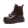 Autumn/Winter Thick-Soled Hidden Heel 8cm Side Zipper Versatile Women's Leather Martin Boots