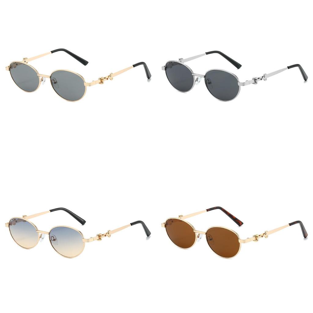 Elliptical Metal Frame Sunglasses For Women Men Uv400 Sun Protection Outdoor Fashion Wear Summer 2026
