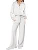 Women's Half Zip Lapel Long Sleeve Sweatshirt Wide Leg Pants Two Piece Tracksuit Solid Loose Casual Loungewear Set