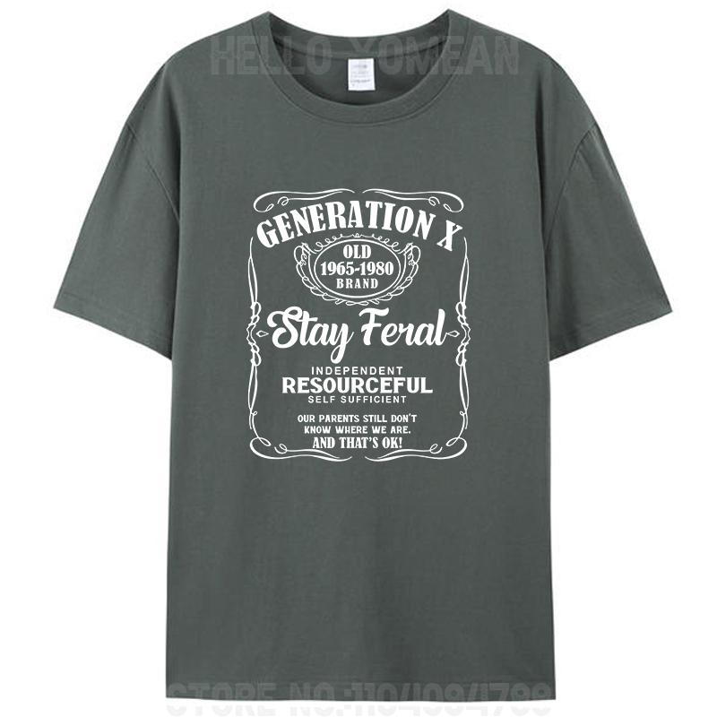 Generation X Stay Feral Resourceful Self Sufficient Funny Women Men's T-Shirt Gen X Graphic Casual Tee Shirts Hipster Loose Tops