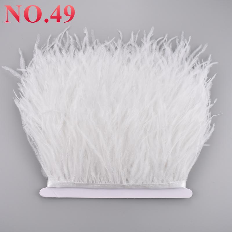 10Meters Ostrich Feathers On Ribbon On Tape 10-15Cm 4-6" Feather Trim Boa For Clothes Sewing White Fringe Dress Skirt Decor Diy