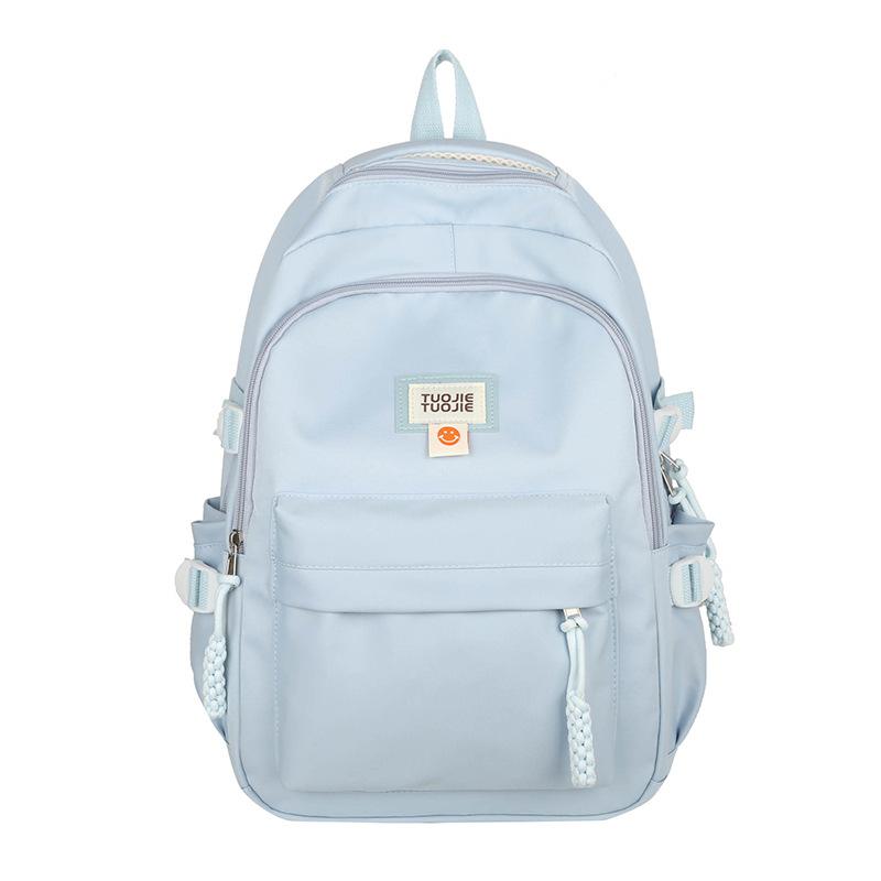 Student Schoolbag Women's Large Capacity Backpack Solid Color Junior High School Backpack