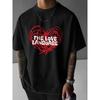 Men'S Fashion Creative Design with Love Heart Print Sports Casual Versatile Summer Short-Sleeved T-Shirt