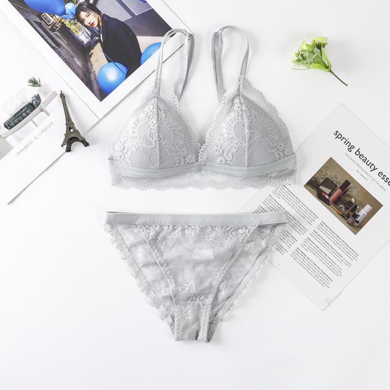 Damen Spitzen-Bandeau-BH-Set ohne Bügel - Französischer Stil, Sexy Wickel-Brustdesign
