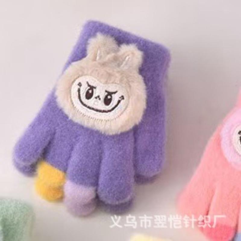 Autumn and Winter New Children's Cute Girls and Boys Gloves Full-finger Children's Five-finger Warm Thickened Gloves
