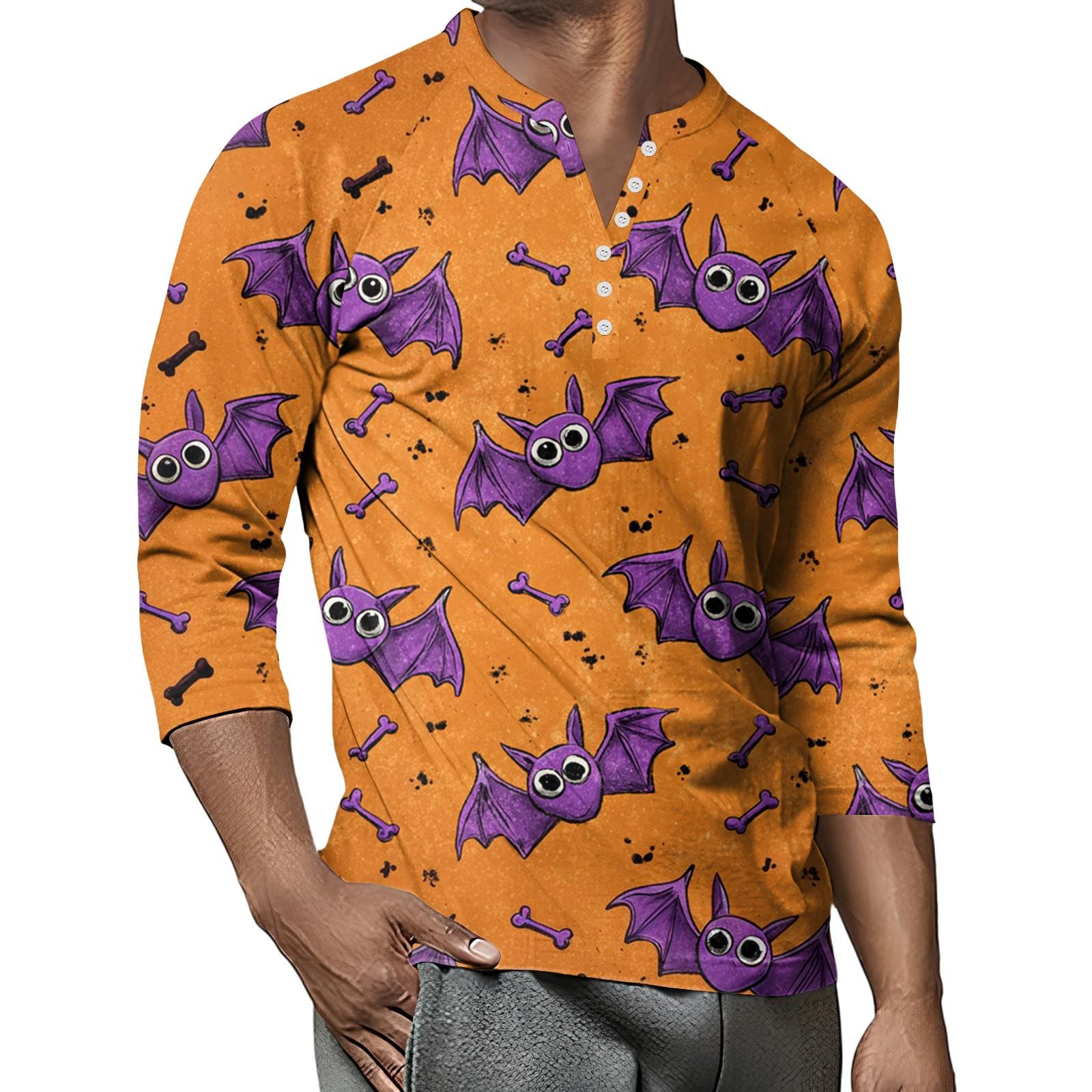 

Мужской контрастный топ реглан на пуговицах с рукавом 3/4 M фиолетовый