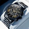 OLEVS Men's Chronograph Watch Black Analog Waterproof Quartz Business Style Large Display