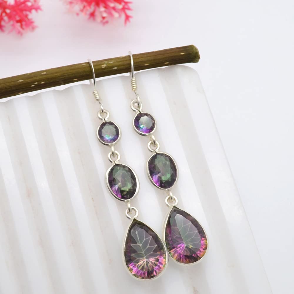Mystic Topaz 925 Sterling Silver Earring Boho Earring Beautiful Handmade Designer Drop & Dangle Earring Silver Jewelry Gift For Women