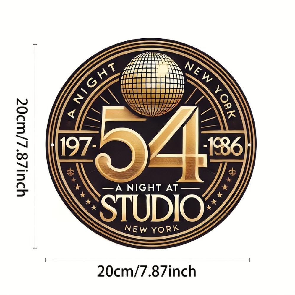 D-Dur Vintage New York Studio Nachtclub Rundes Aluminiumschild (pc)  Diskothek-Thema Retro-Dekor Ideal für Bar