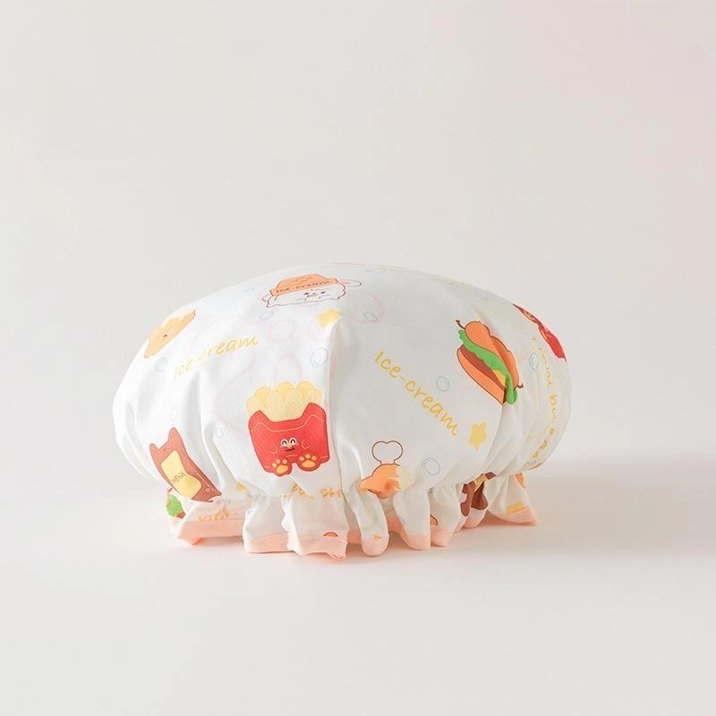 

Double-Layer Shower Cap Waterproof Thickened Oil Fume Bath Hat Women Spa Hair Salon Shower Cap Bathroom Accessories