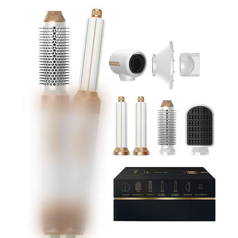 Seven-in-One Dual-Use Hair Styling Comb: Automatic Curling Iron & Hot Air Brush for Curling, Straightening, and Drying