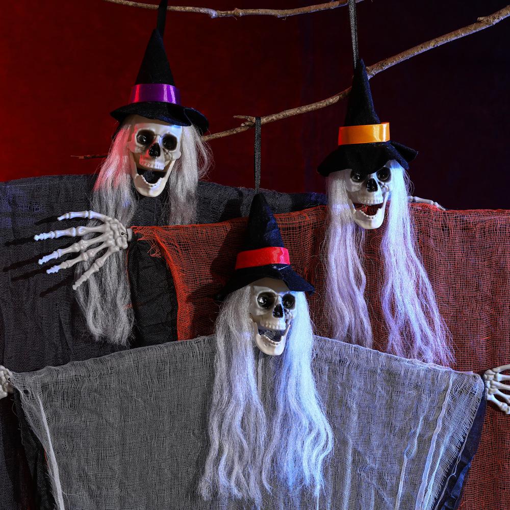 Halloween Decoration Props Hooded Skeleton Hanging Ghost Haunted House Secret Room Party Trick Door Hanging Ghosts