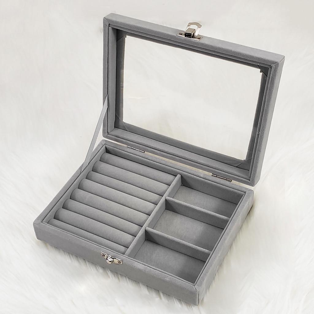 Flannel Jewelry Box Jewelry Storage Case with Safety Lock for Necklace Earrings Bracelets Rings
