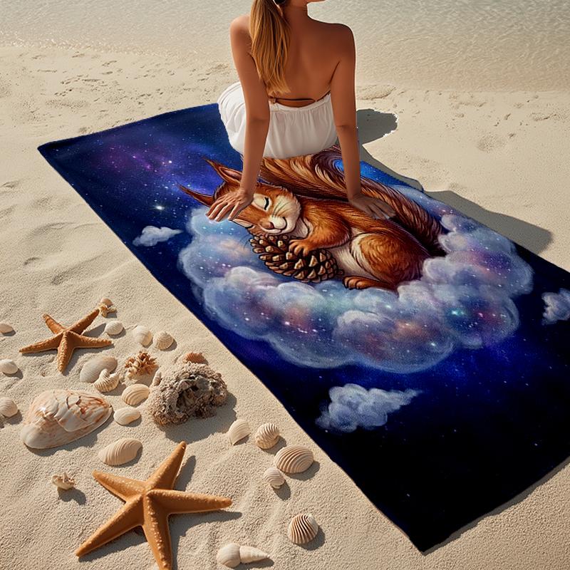 Eichhörnchen Träume Unter Mondlicht Strandtuch, Super Weiche Mikrofaser, Geschenk für Sie/Ihn, Geburtstag, für Pool, Strand, Reisen, Heimdeko Fan Geschenke