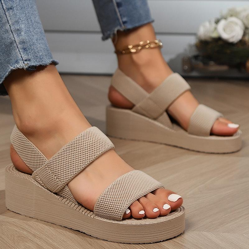 Nové minimalistické sandály na klínu na klínu Outdoor léto lehké skluzavky Jednobarevné tlusté spodní dámské boty Dámské sandály