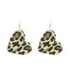High quality new big love earrings red and black plaid rainbow leopard print heart leather ear hook Amazon ins earrings