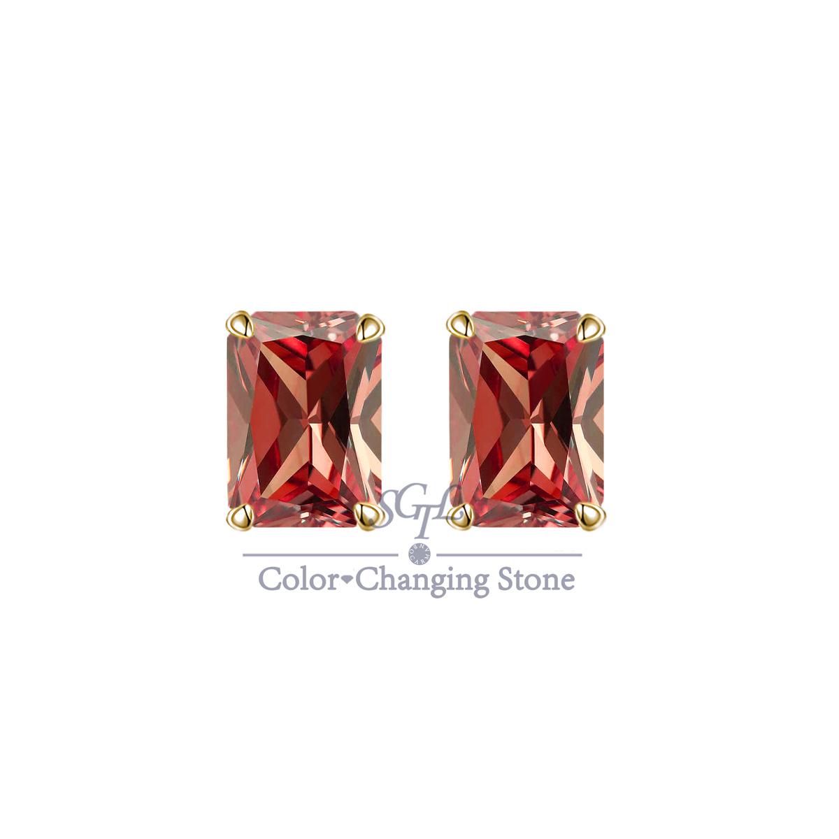BOCARMAN Серьги из серебра S925 с турецким камнем султанит, прямоугольные, женские украшения, разные источники света имеют разные цвета 8mmX10mm (A pair) золотистый