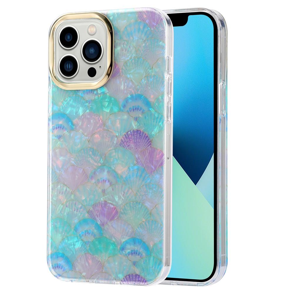 Pouzdro na telefon Colorful Mermaid Scales pro iPhone 14 13 11 12 Pro Max Pretty Sea Conch Texture Marble Hard Capa