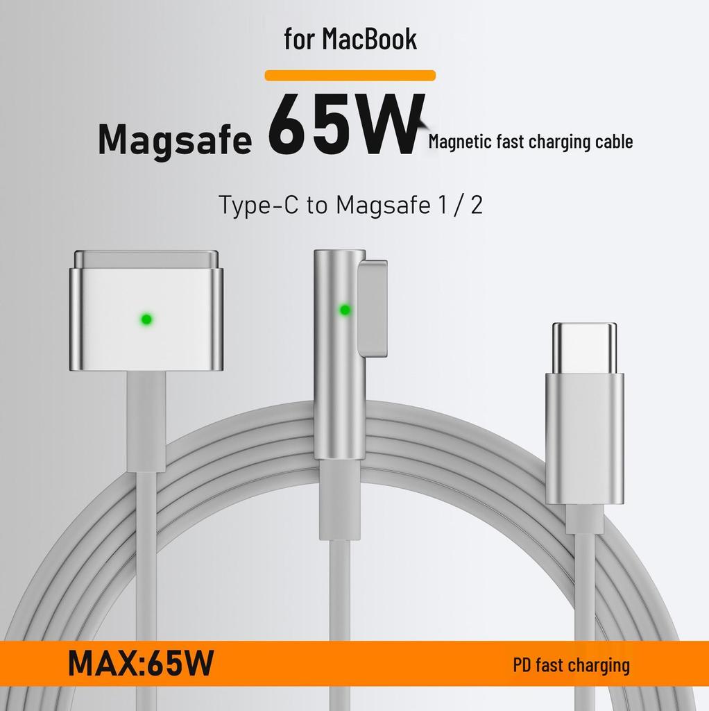 65W USB-C To MagSafe 1/2 Magnetic Charging Cable for Apple Laptops
