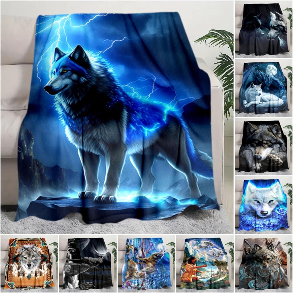 1PC Wolf Elements printed blanket, all season lightweight home office outdoor nap multifunctional blanket A8