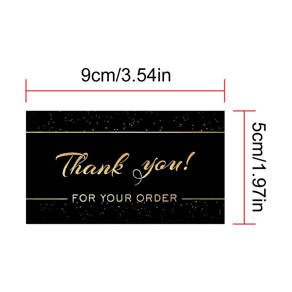 Black Thank You Card with Gold Print (9x5cm) - Creative Gift Card for Flower Shops, Online Stores, Cakes, and Blessings