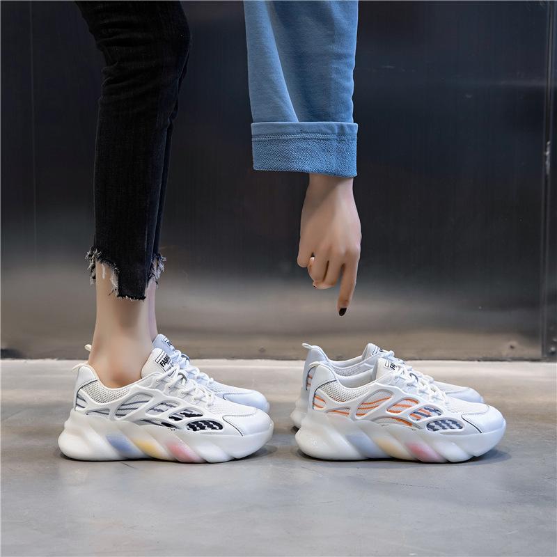 Spring 2025 new platform dad shoes women's casual running breathable leather women's shoes heightening sports shoes children's tide