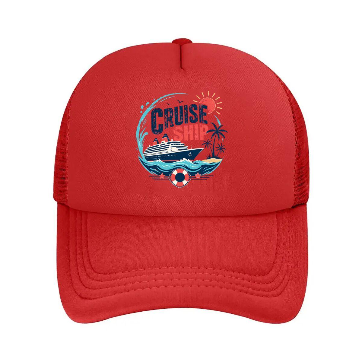 Cruise Ship Tropical Vacation Graphi Mesh Baseball Cap Hip Hop Adjustable
