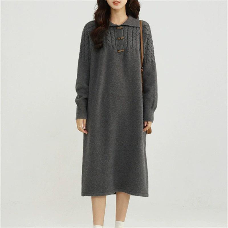 Lazy wind twist sweater dress women's autumn and winter new loose and thin versatile knitted dress women