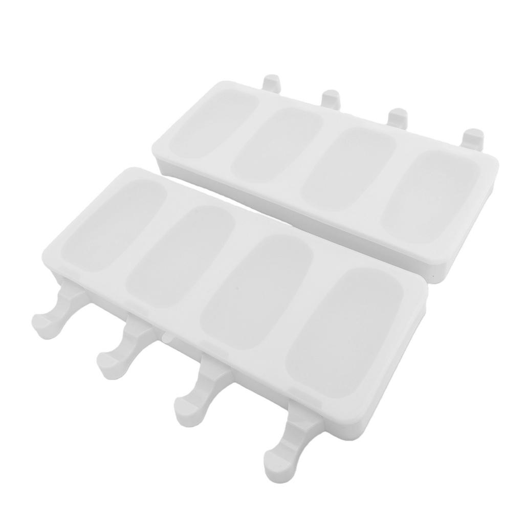 Ice Cream Moulds Quick Release Silicone 4 Cavity Oval Ice Pop Moulds with Wooden Sticks for Cake Pop