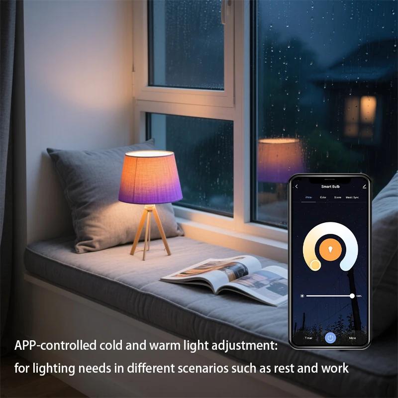 Tuya WiFi Smart Light Bulb E27 RGBCW 16 Million Colors Music Sync Timer Group Control Smart Life APP Controlled 85-265V
