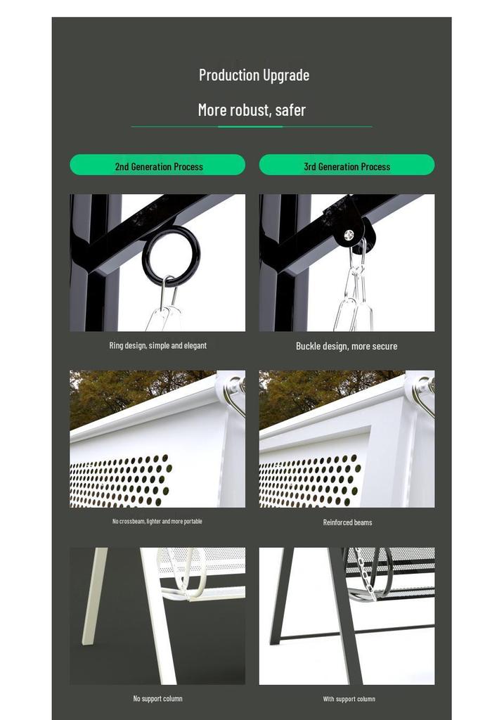Wrought Iron Hanging Chair: Double Swing for Kids and Adults, Indoor & Outdoor Use, Ideal for Balcony or Courtyard.