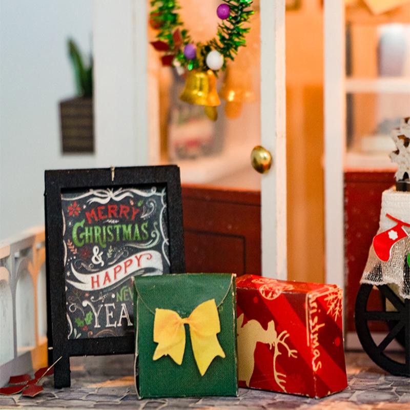New Christmas Dollhouse Furniture Book Nook Miniature Building Kit Accessories DIY Hut cabin Houses Doll House Creative Puzzle