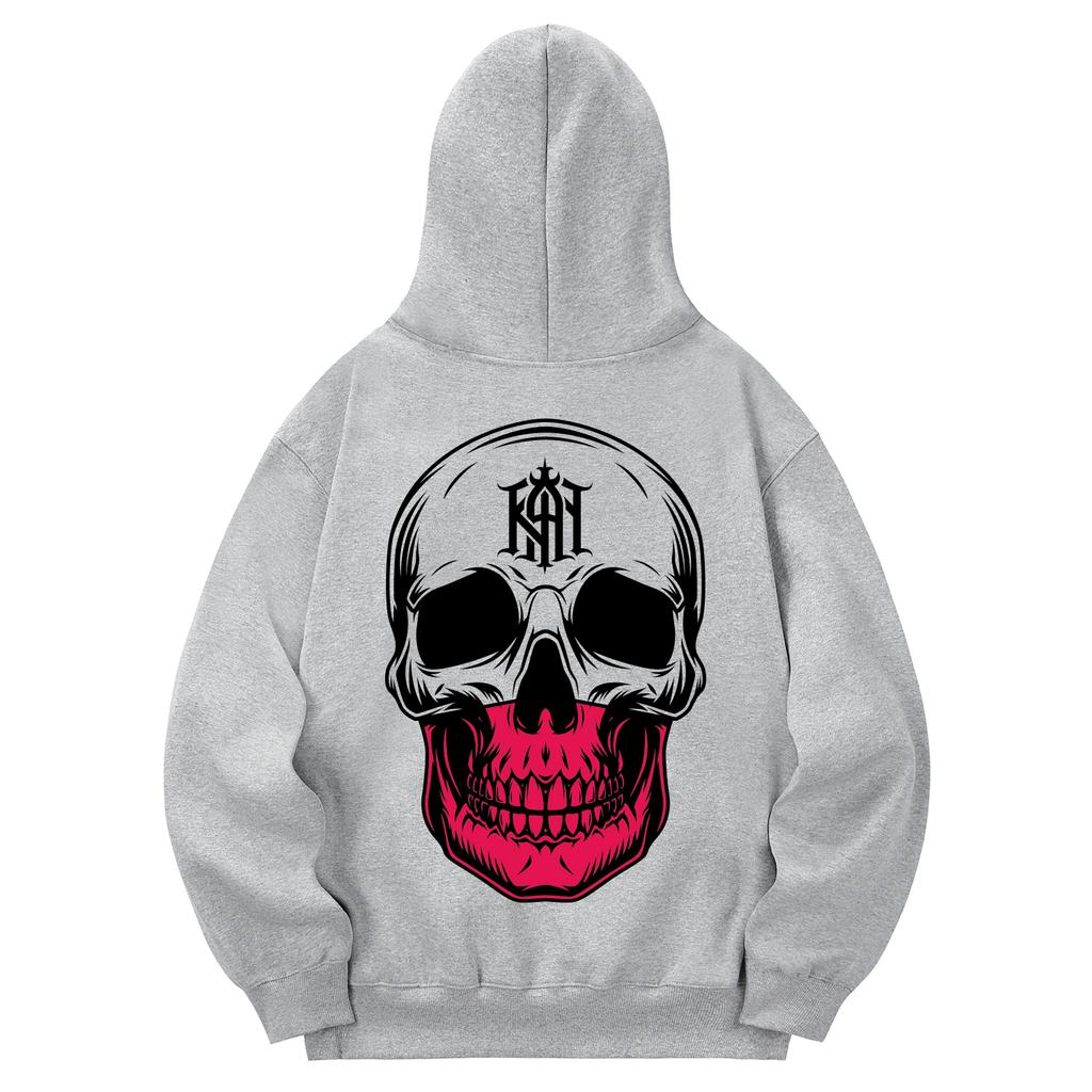 Khg0142 Cocktail Skull Fleece Hoodie - Gray