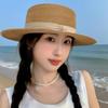 Sweet Wind Flat Top Straw Hat Straw Hat Women'S Summer Top Hat Big Brim Sun Hat Seaside Beach Hat