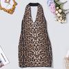 European & American Leopard Print Sexy Slim-Fit Deep V Backless Dress for Women