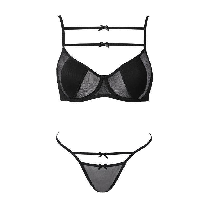

Sexy lace underwear women s beautiful back perspective breathable gathering top support pure desire women s bra bra S чёрный