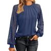 Women S Long Sleeve Lace Blouse Solid Color Loose Fit Casual Top