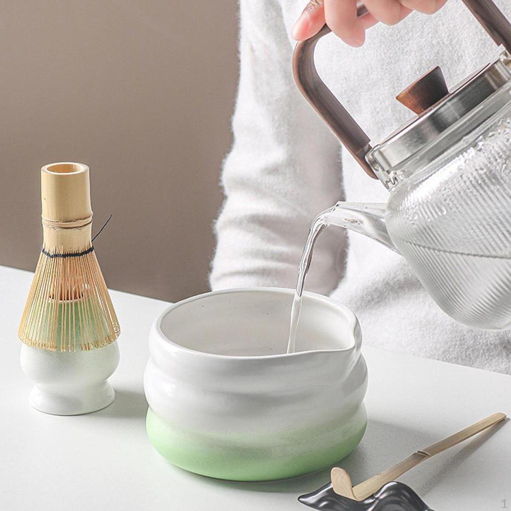 Matcha-Tee-Set Aus Keramik – Inkl. Schale, Bambusbesen, Sieb & Löffel, Pink, Für Zu Hause
