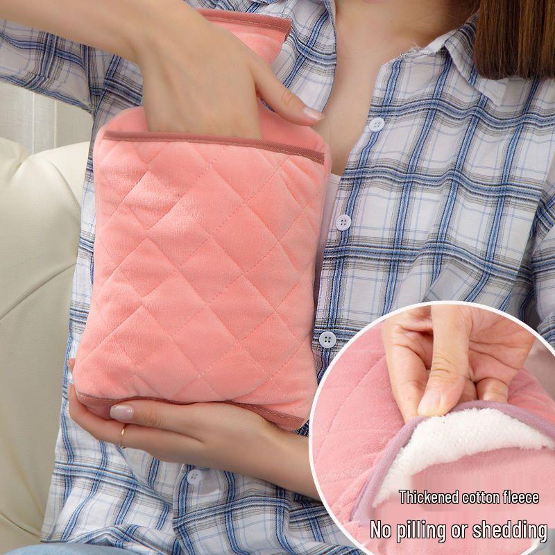 Thickened Velvet Hot Water Bottle with Hand Inserts for Warmth and Anti-Scald Heat Therapy.