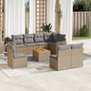 Vidaxl 9-Cz. Set di Mobili da Giardino con Cuscini, Beige, Polyrattan