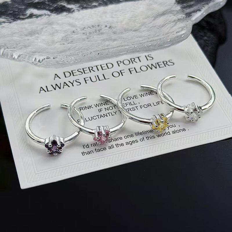 Starfall Fingertips Sweet And Cool Color Pentagram Single Zirconium Open Ring Simple Stacking Femininity Light Luxury Ring