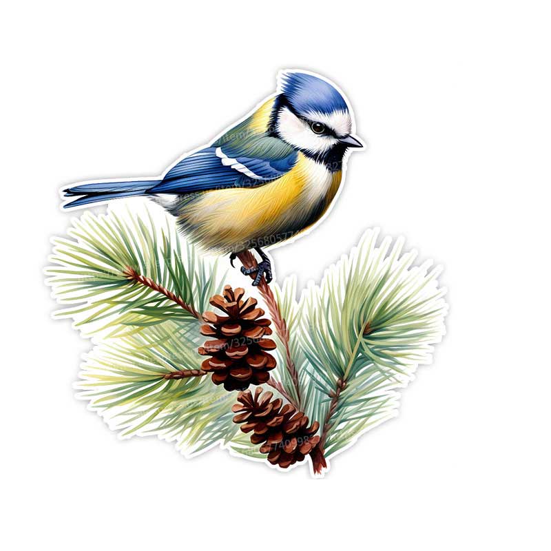 

Watercolor Bird Standing on a Branch Car Stickers Waterproof Vinyl Decals Auto Body Window Bumper Decor Motorcycle Helmet Stickers TM125 B-15cm Longest Side