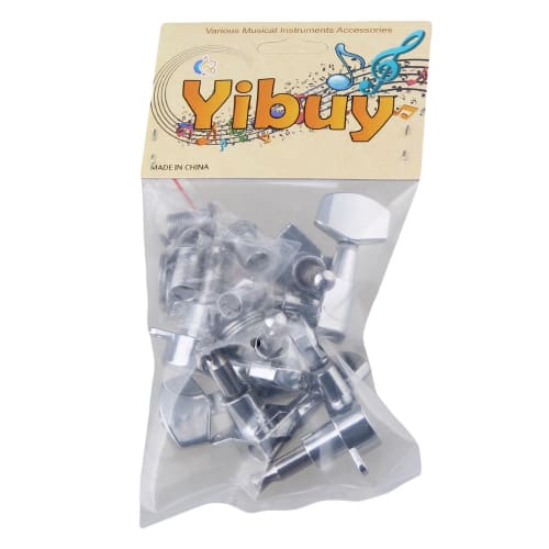 Yibuy Chrome Acoustic Guitar Tuning Pegs, Tuner Machine Pegs, 3L3R (Chrome Finish)