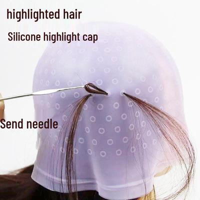 Durable Silicone Highlighting Cap with Needle for Hair Dyeing