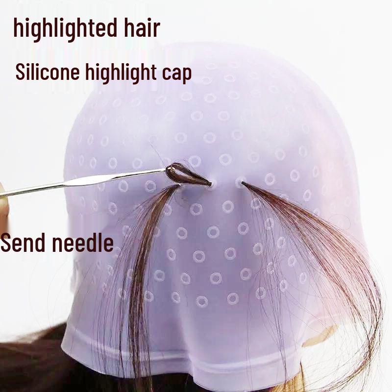 Silicone Highlighting Cap with Needle - Pull-resistant, Durable Hairdressing Dyeing Tool