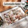 Gnome Theme Crystal Velvet Rug Personalized Custom Name Text Soft Floor Mat Home Decor