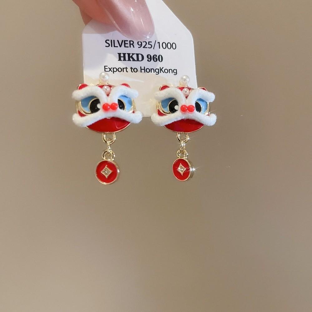 Awakened Lion Lion Dance Ear Studs Year of Horse Drop Earrings  Fashion Jewelry
